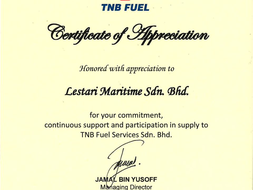 TNBF Certificate of Appreciation 2023